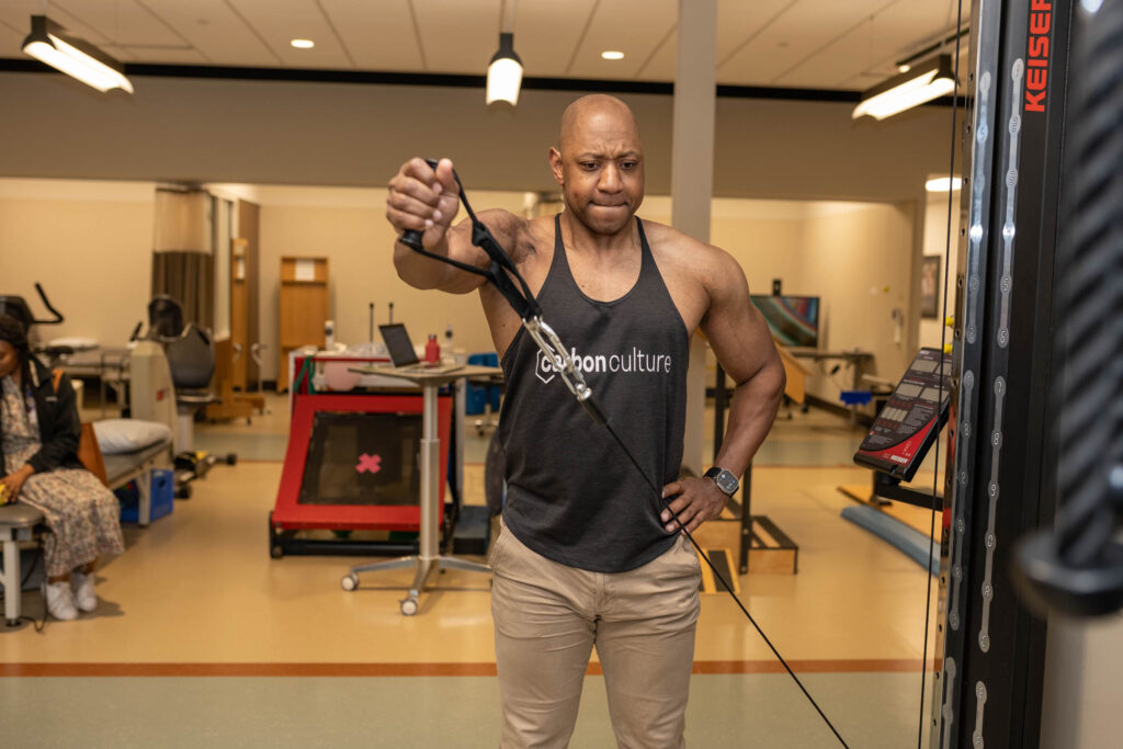 Richard Daniels undergoing strength training